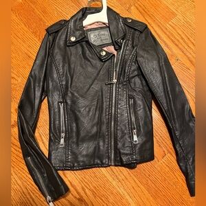 Ci Sono Black Leather Jacket with Silver Accents